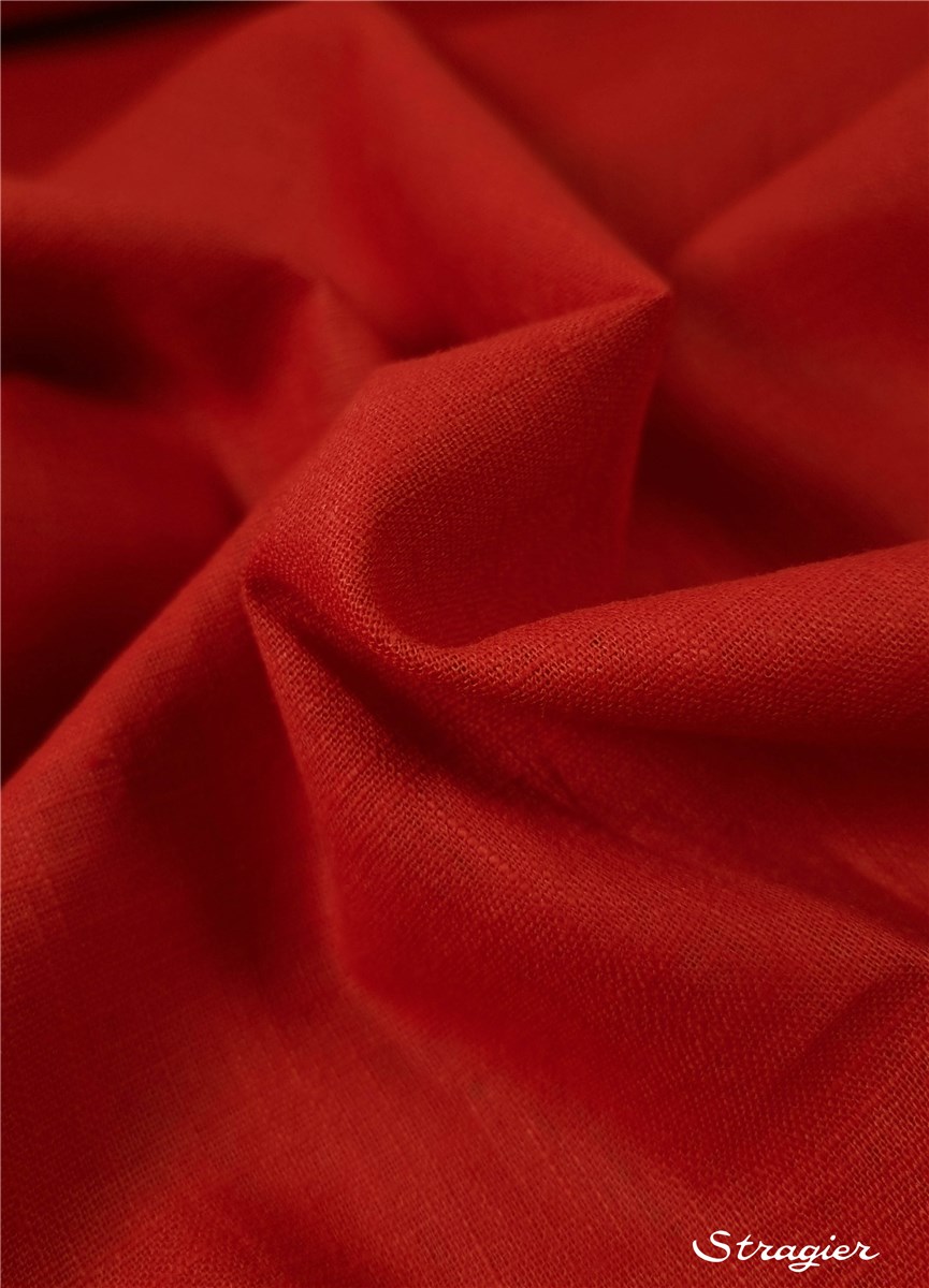 Toile pur Lin - Uni - Rouge