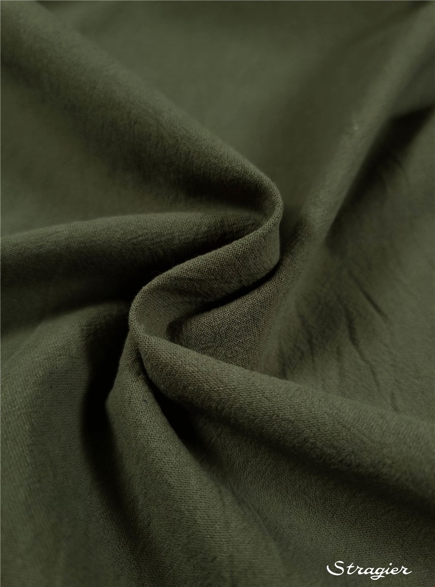 Coton lavé - uni - Kaki