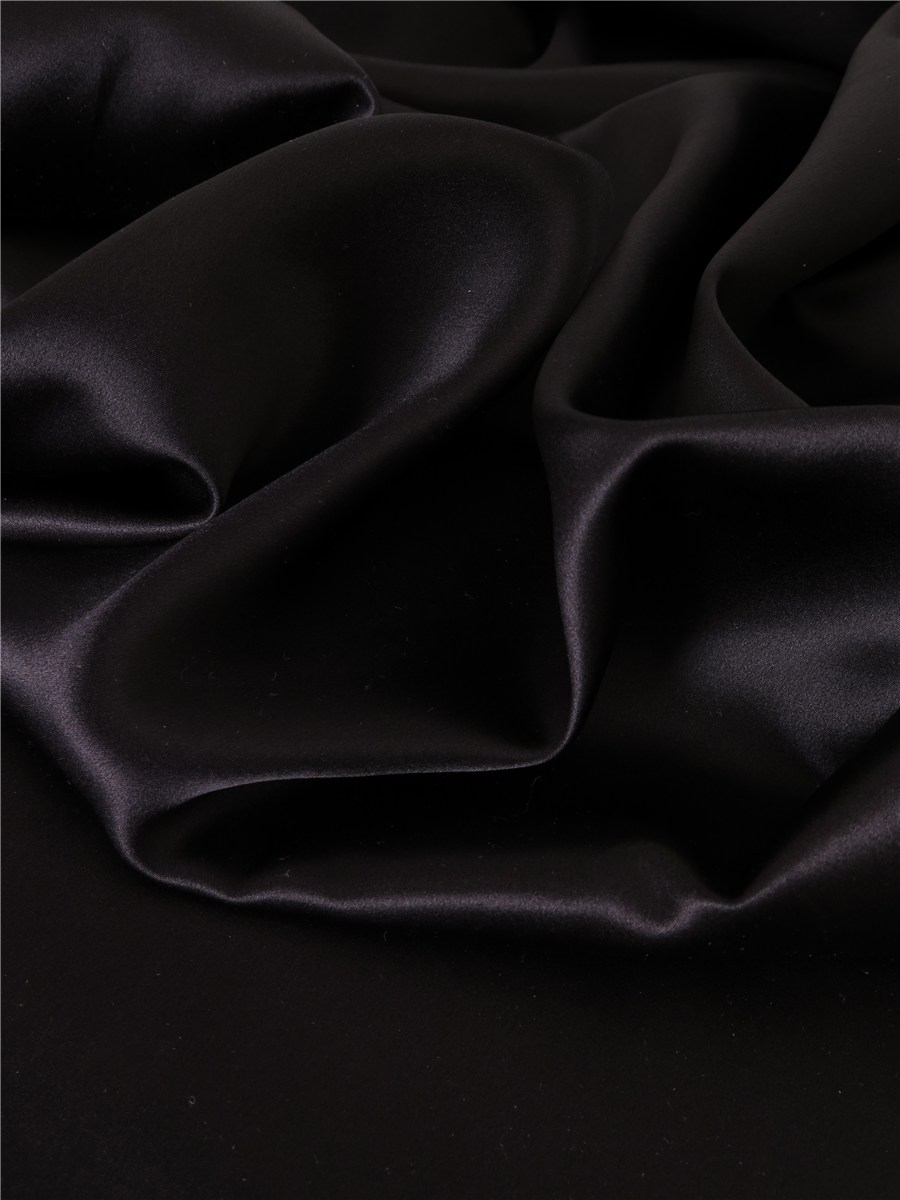 Silk Satin Crepe - Plain - Black