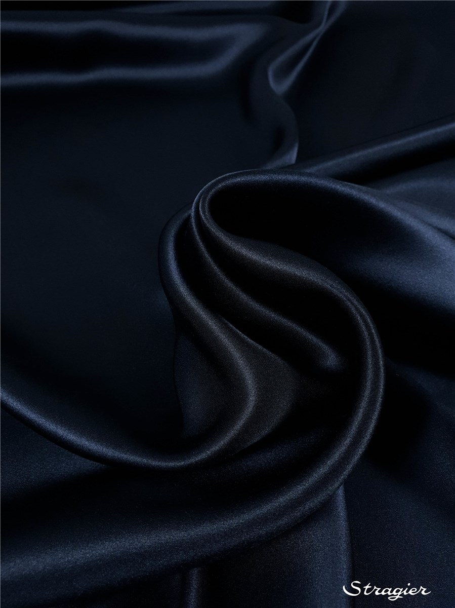 Silk Satin Crepe - Plain - Ink