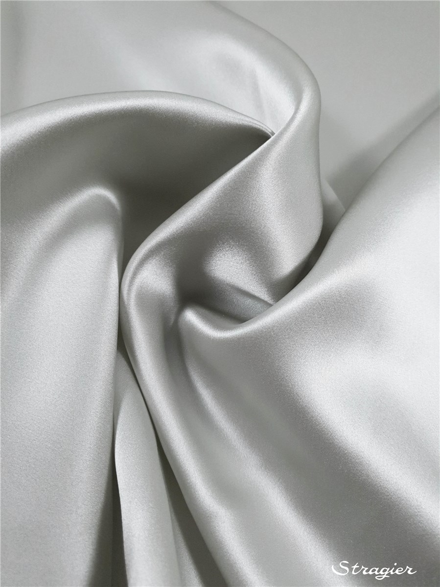 Silk Satin Crepe - Plain - Silver