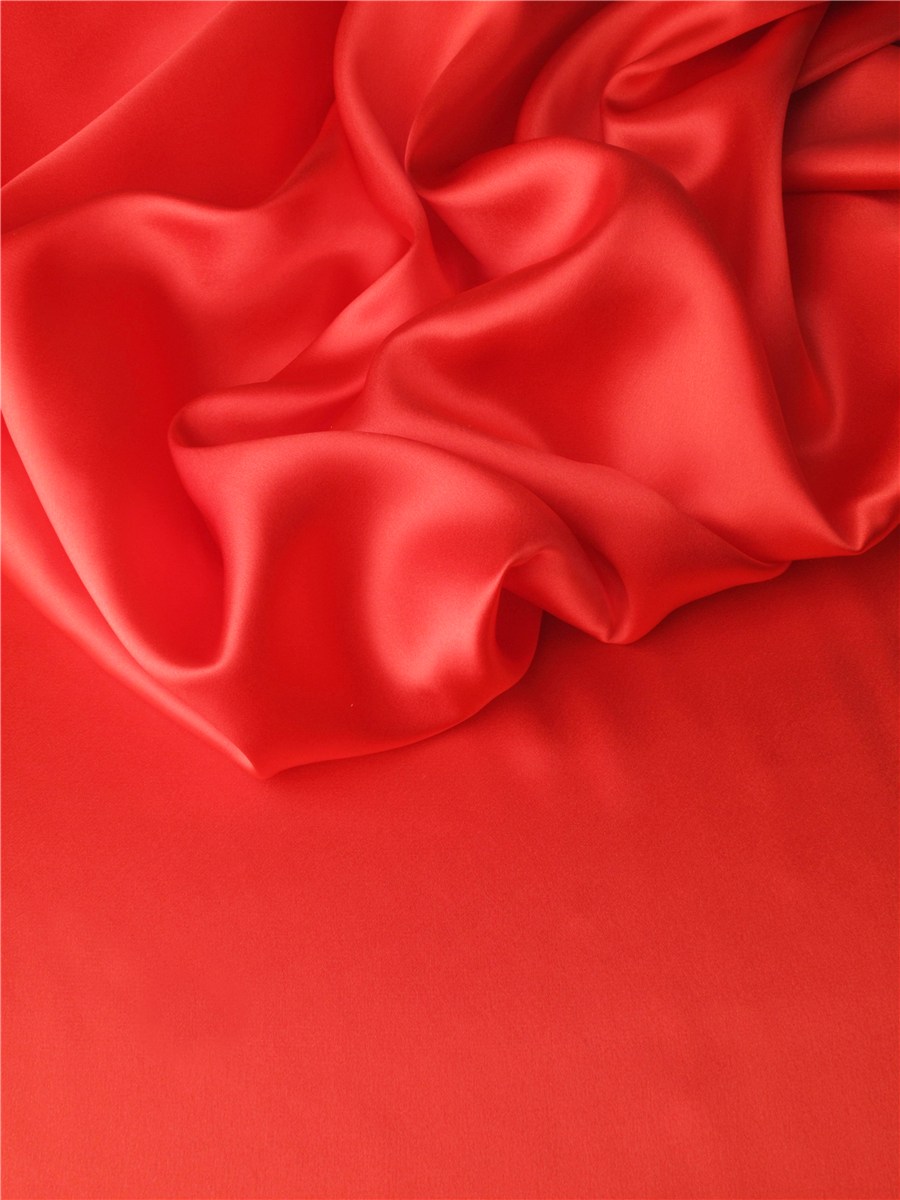 Silk Satin Crepe - Plain - Vermillion