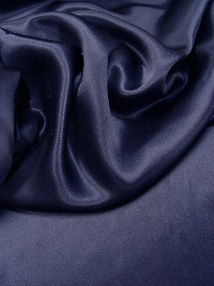 Crêpe Satin en Soie - Uni - Indigo