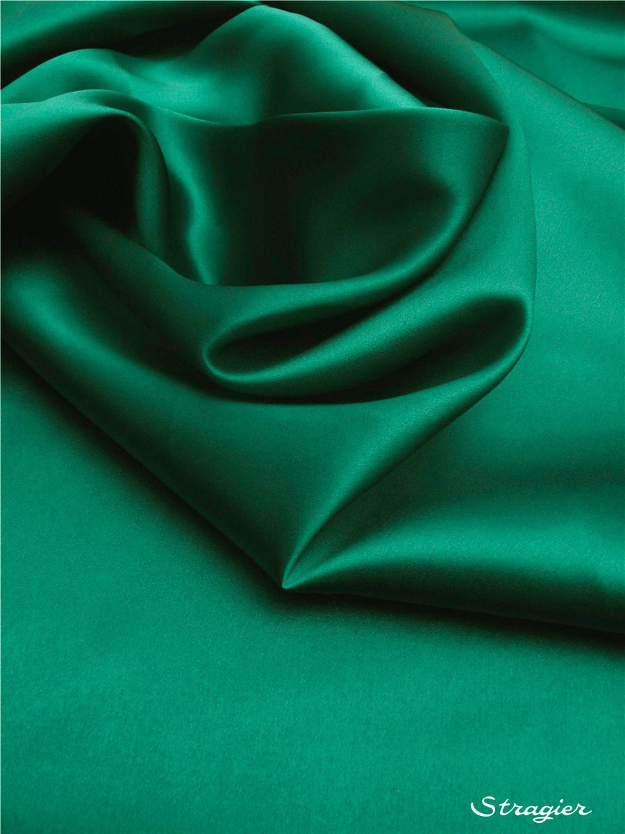 Crêpe Satin en Soie - Uni - Green