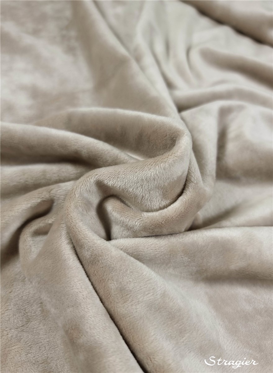 Velours lisse stretch (base maille) - uni - Grège 