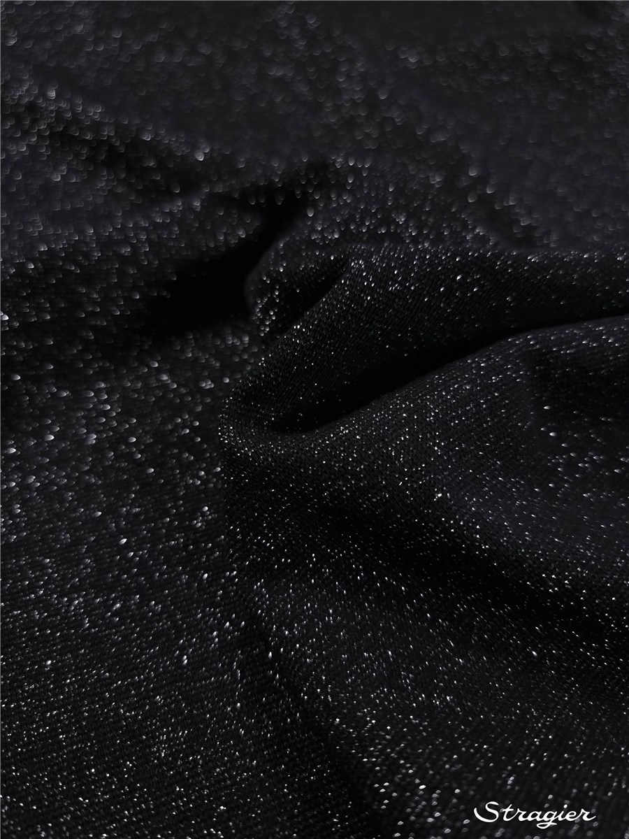 Maille Coton Stretch Lurex - Uni - Noir-Argent