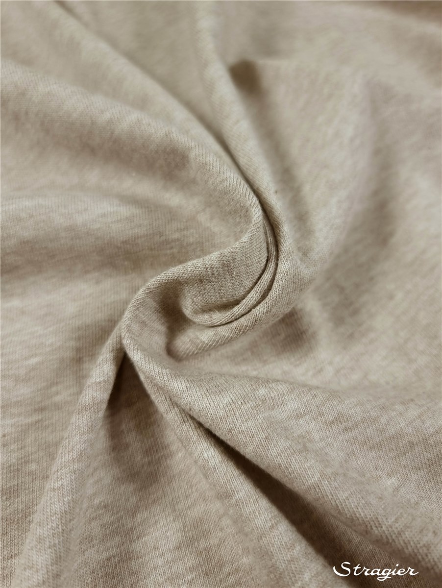 Jersey pur Coton peigné 160 gr/m² - uni - Beige Lin chiné