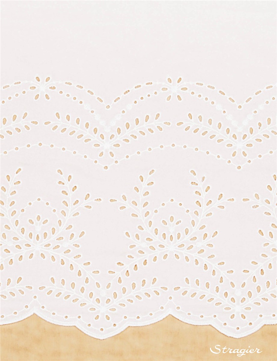 Velours de Soie Brodé Ajouré - Eugénie - Ivoire clair Stragier - 60 cm