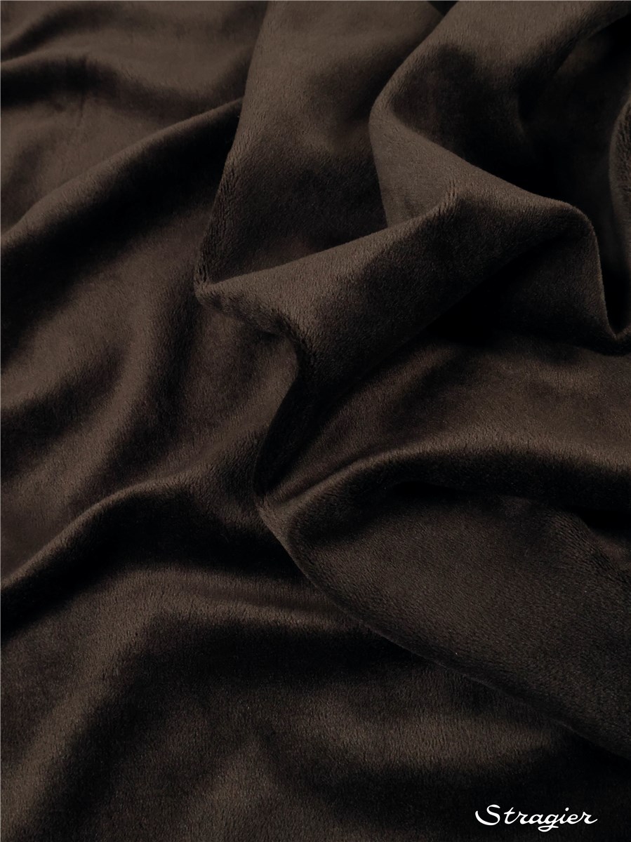 Velours lisse stretch (base maille) - uni - Chocolat 