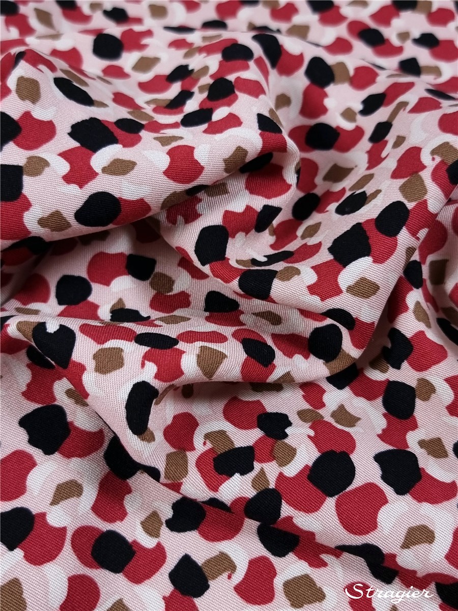 Twill souple Viscose - Girofle - Framboise 