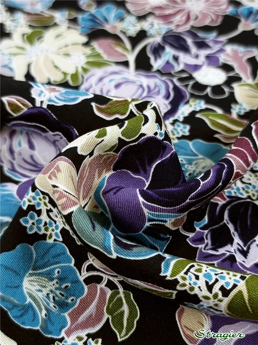 Twill souple Viscose - Poivre - Marine Prunelle 