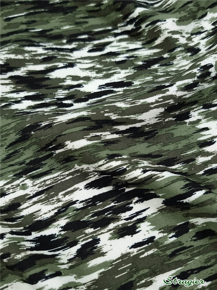 Twill souple Viscose - Camo - Kaki 