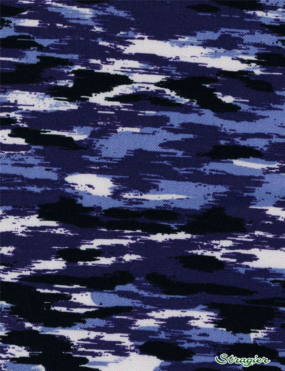 Twill souple Viscose - Camo - Bleu Océan