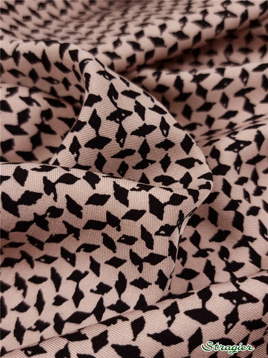 Twill souple Viscose - Graphic - Blush-Black