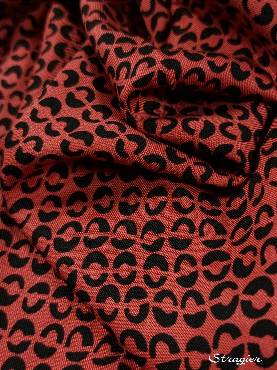 Twill souple Viscose - Kandinsk - Corail-Noir 