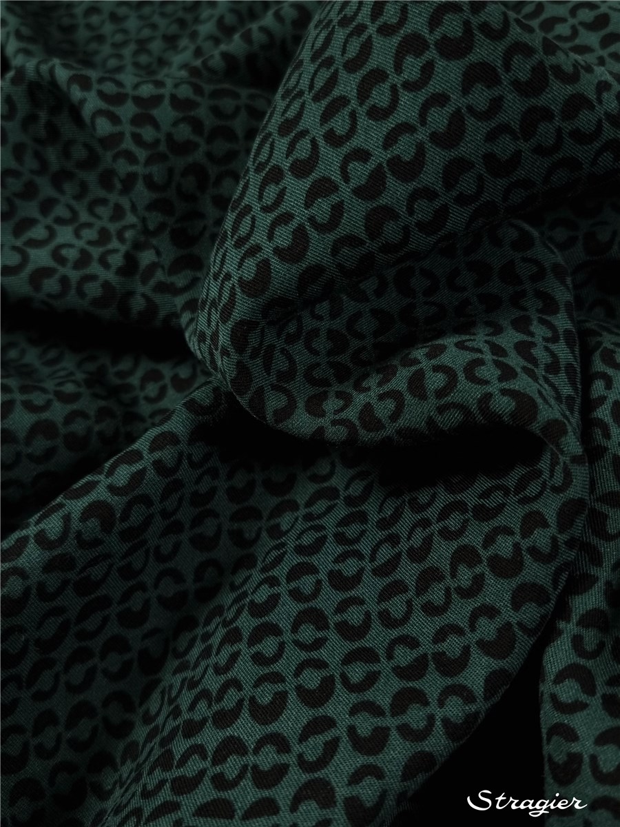 Twill souple Viscose - Kandinsk - Vert Bouteille-Noir 