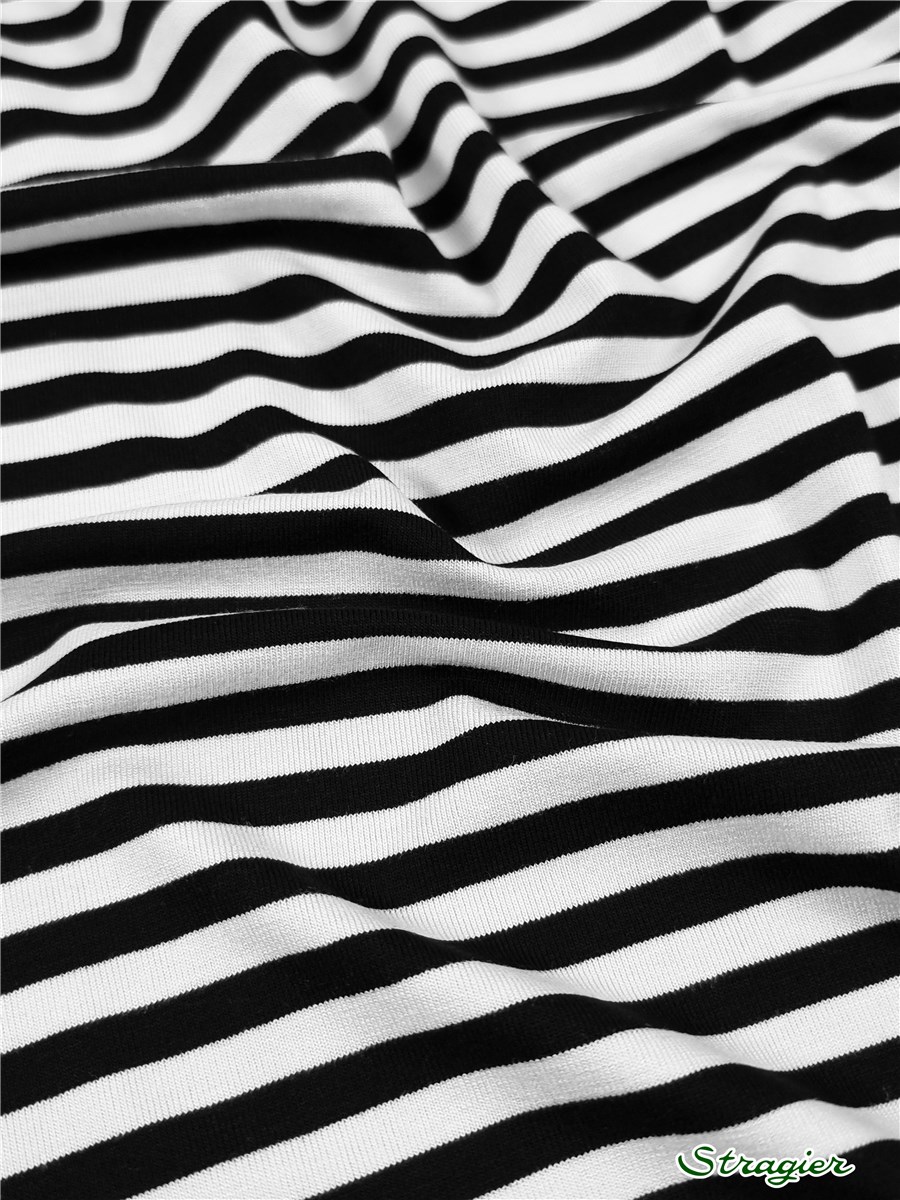 Viscose Jersey - stretch - Rayures 5mm - Noir