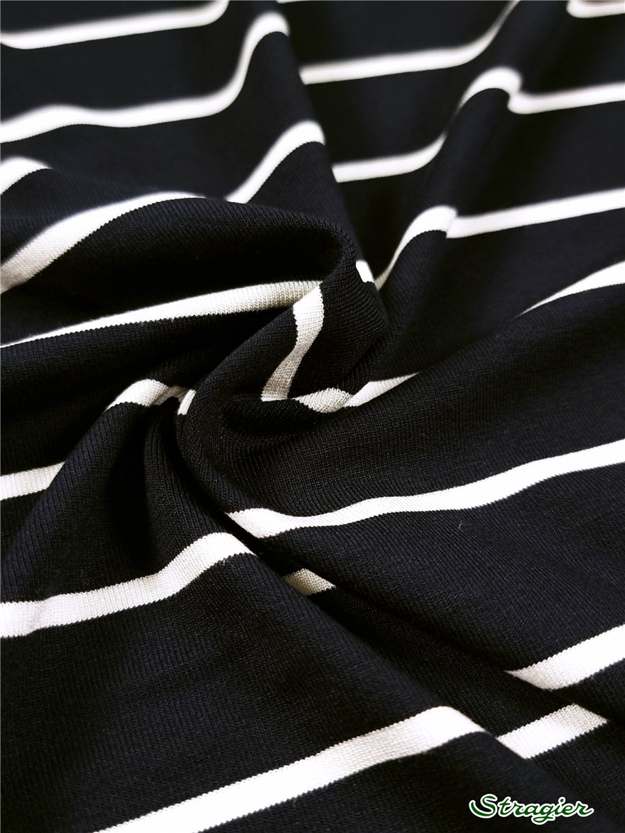 Viscose Jersey - stretch - Rayures 32mm-5mm - Marine