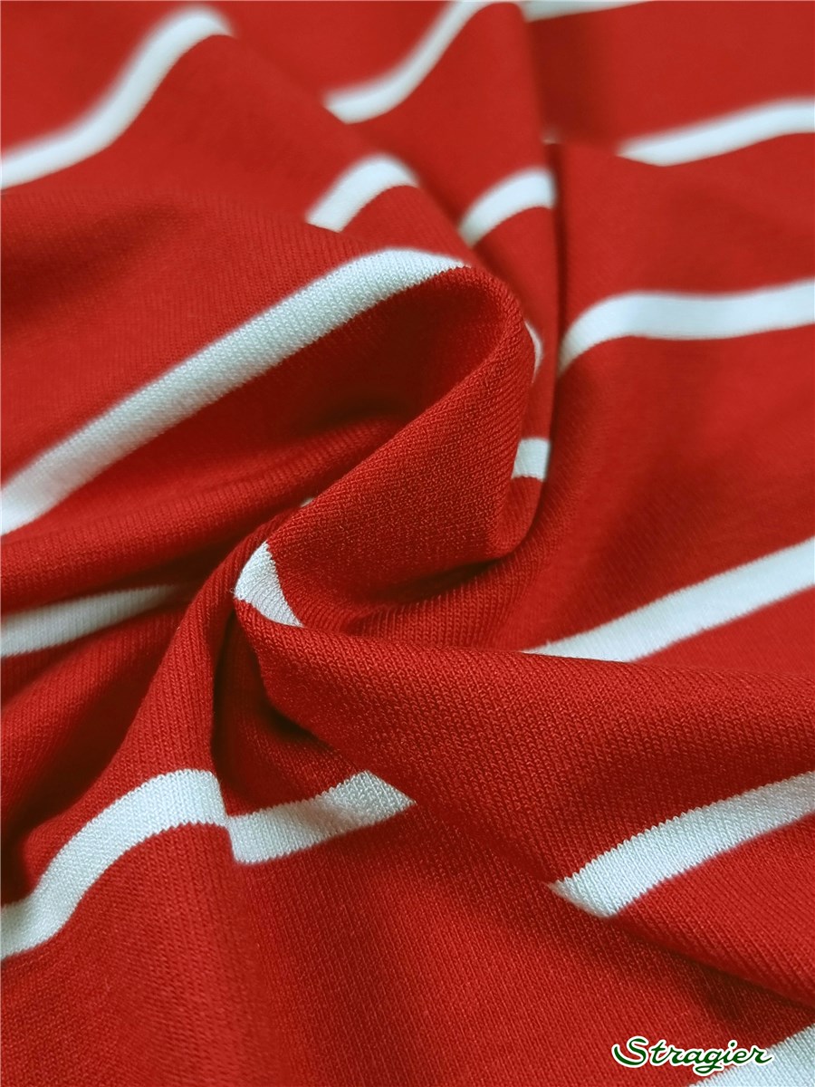 Viscose Jersey - stretch - Rayures 32mm-5mm - Rouge
