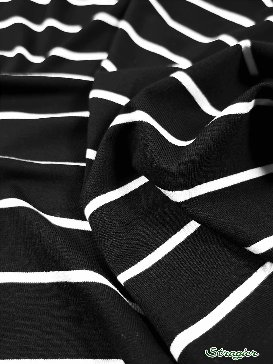 Viscose Jersey - stretch - Rayures 32mm-5mm - Noir