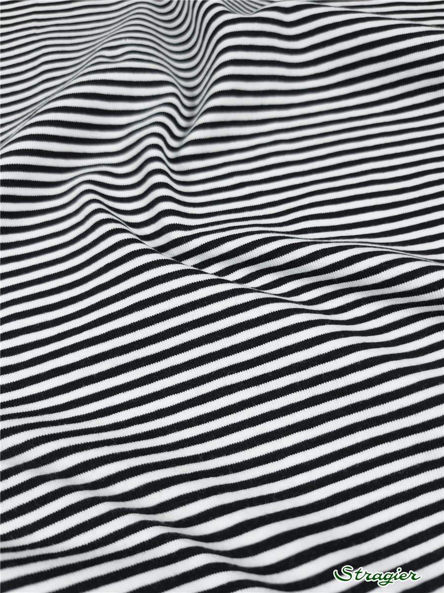 Jersey Coton Stretch 200 gr/m2 - Rayures 3mm - Noir 
