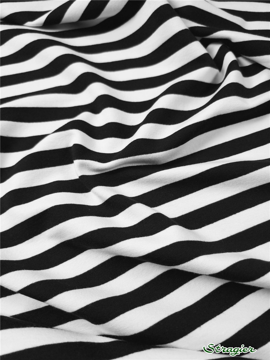 Summer Sweatshirt Fabric - Rayures 12mm - Noir