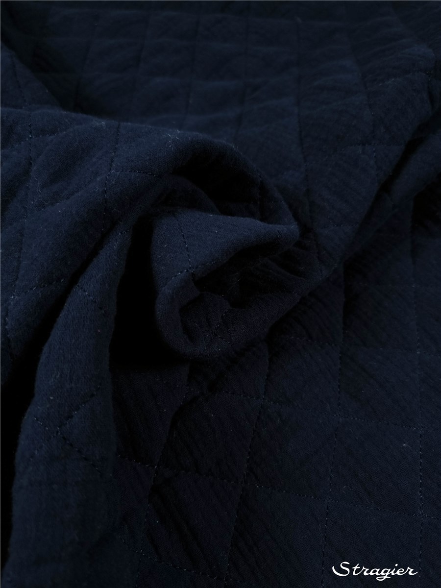 Quilted Fabric - Double Cotton Gauze - uni - Marine