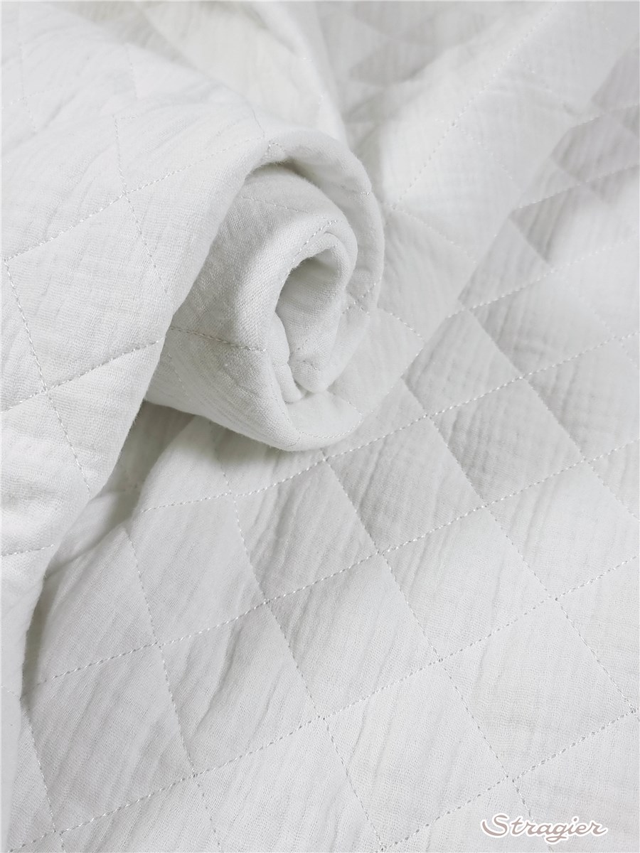 Quilted Fabric - Double Cotton Gauze - uni - Porcelaine