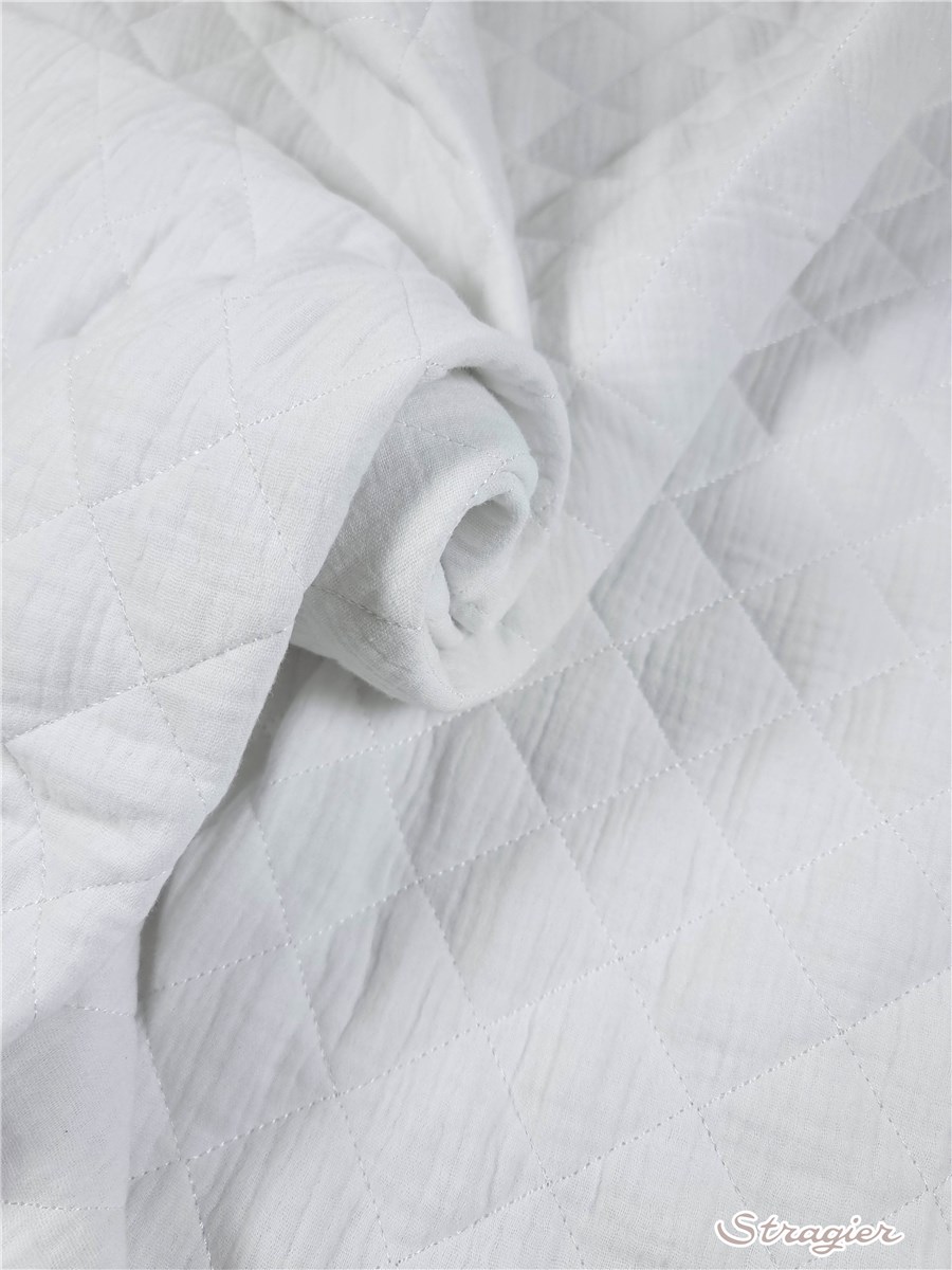 Matelassé - Double Gaze de Coton - uni - Blanc