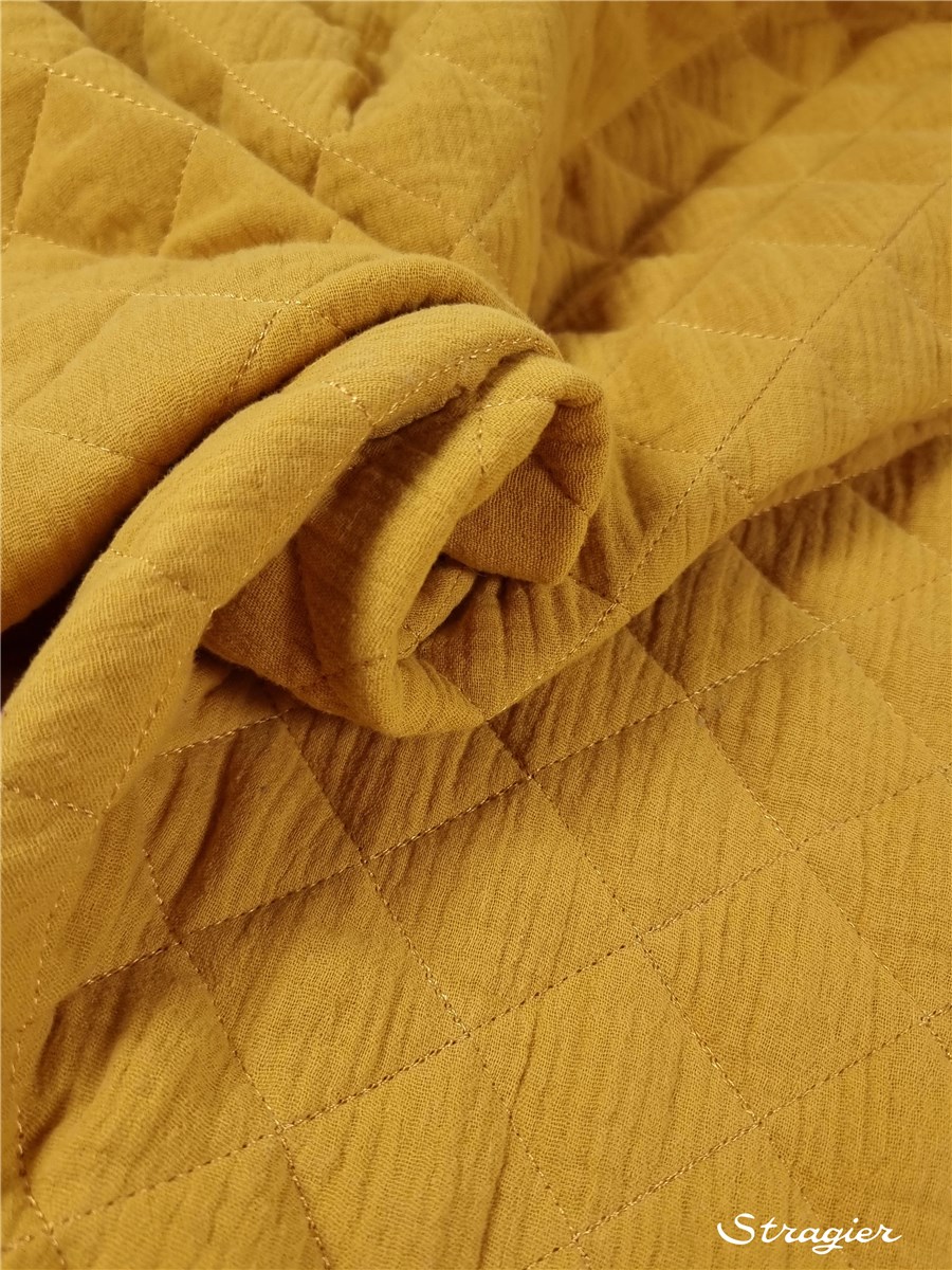 Quilted Fabric - Double Cotton Gauze - uni - Moutarde