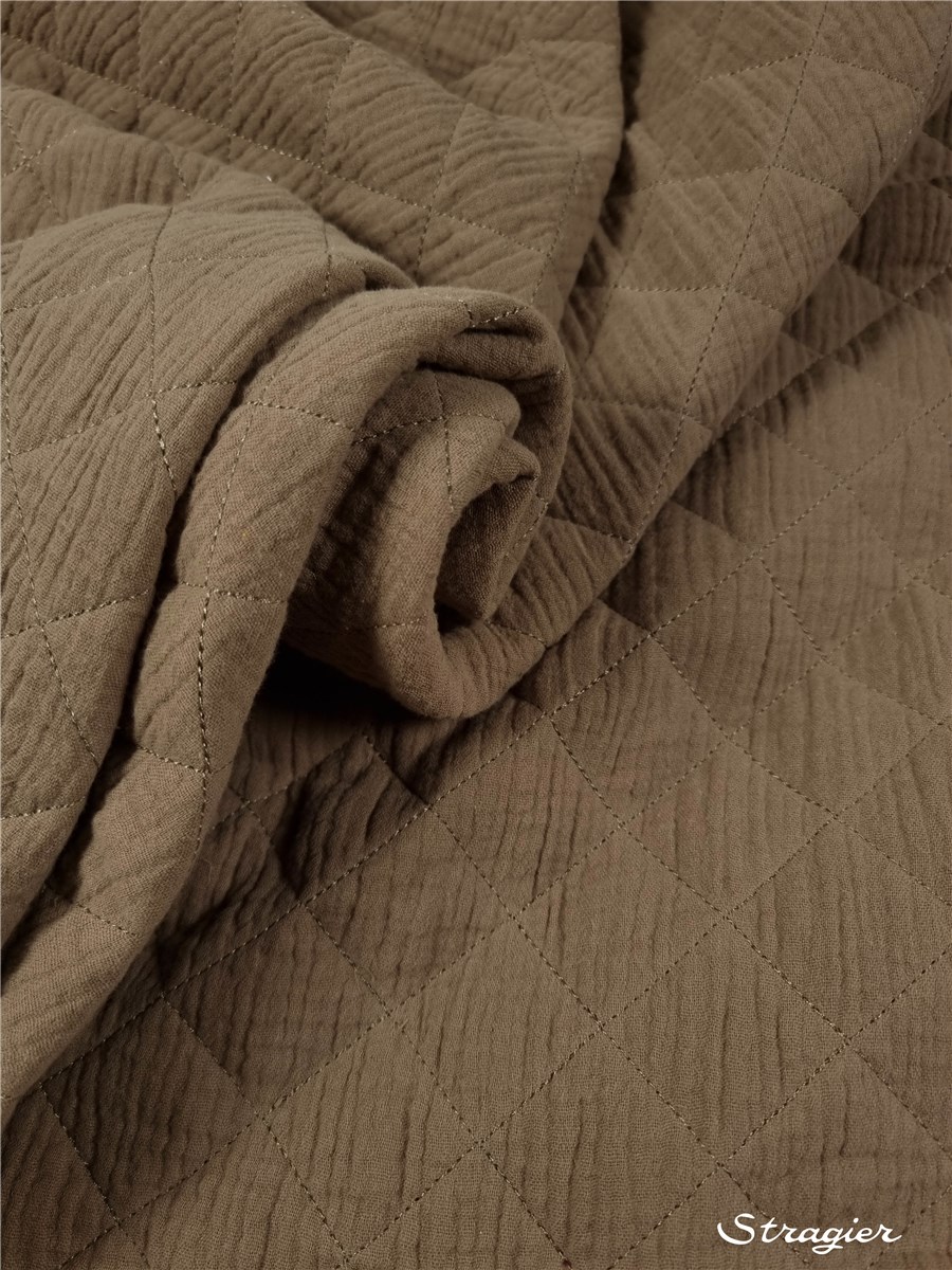 Matelassé - Double Gaze de Coton - uni - Beige 