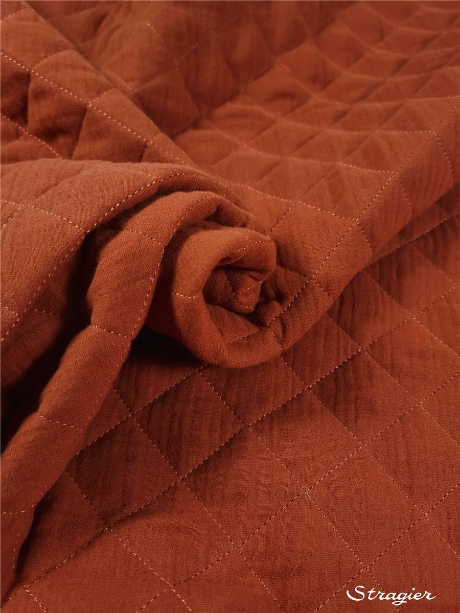 Matelassé - Double Gaze de Coton - uni - Terracotta 