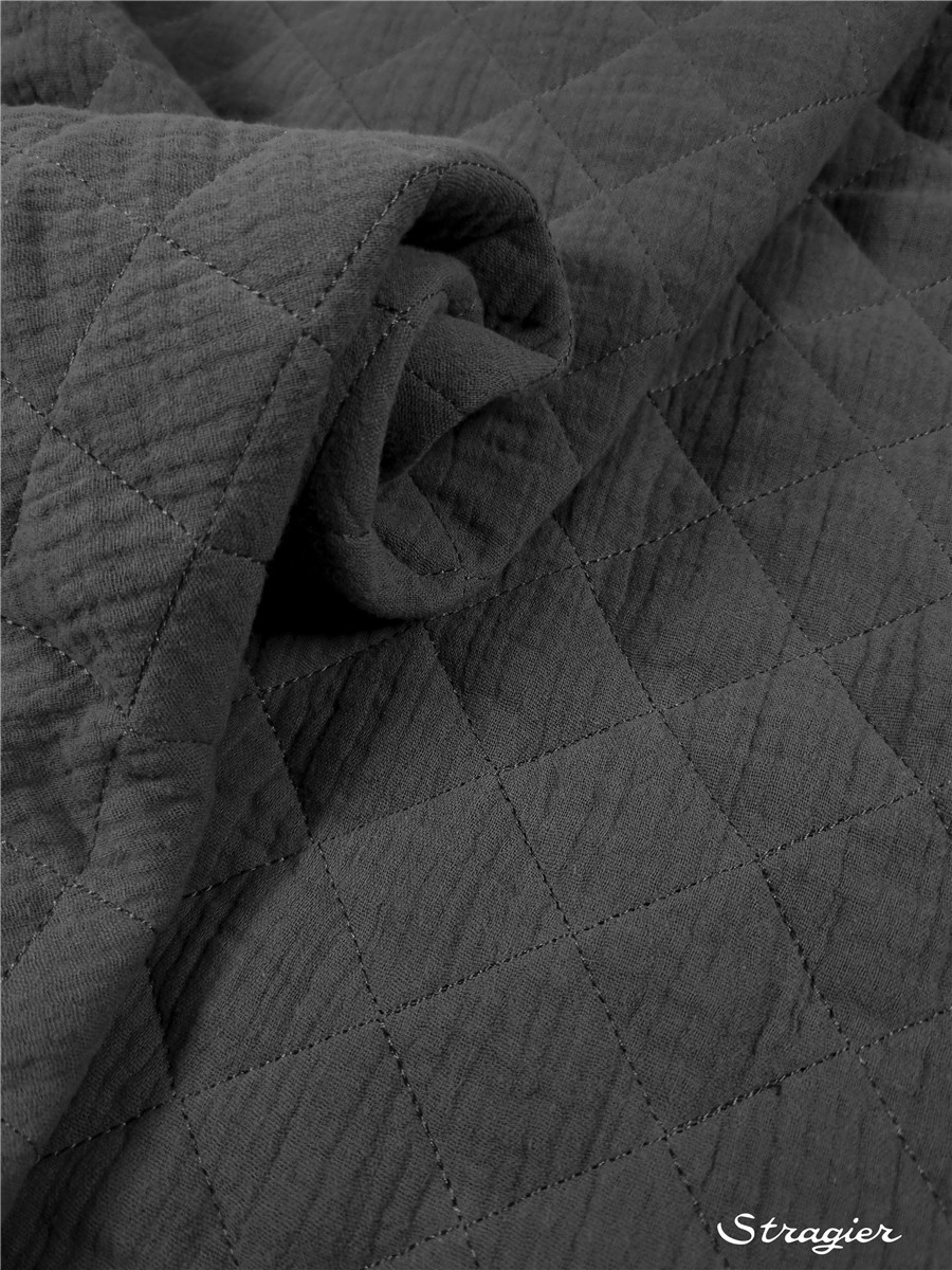 Quilted Fabric - Double Cotton Gauze - uni - Gris Graphite