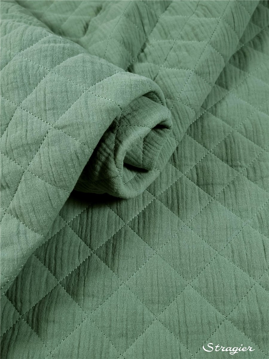 Matelassé - Double Gaze de Coton - uni - Vert Sauge 