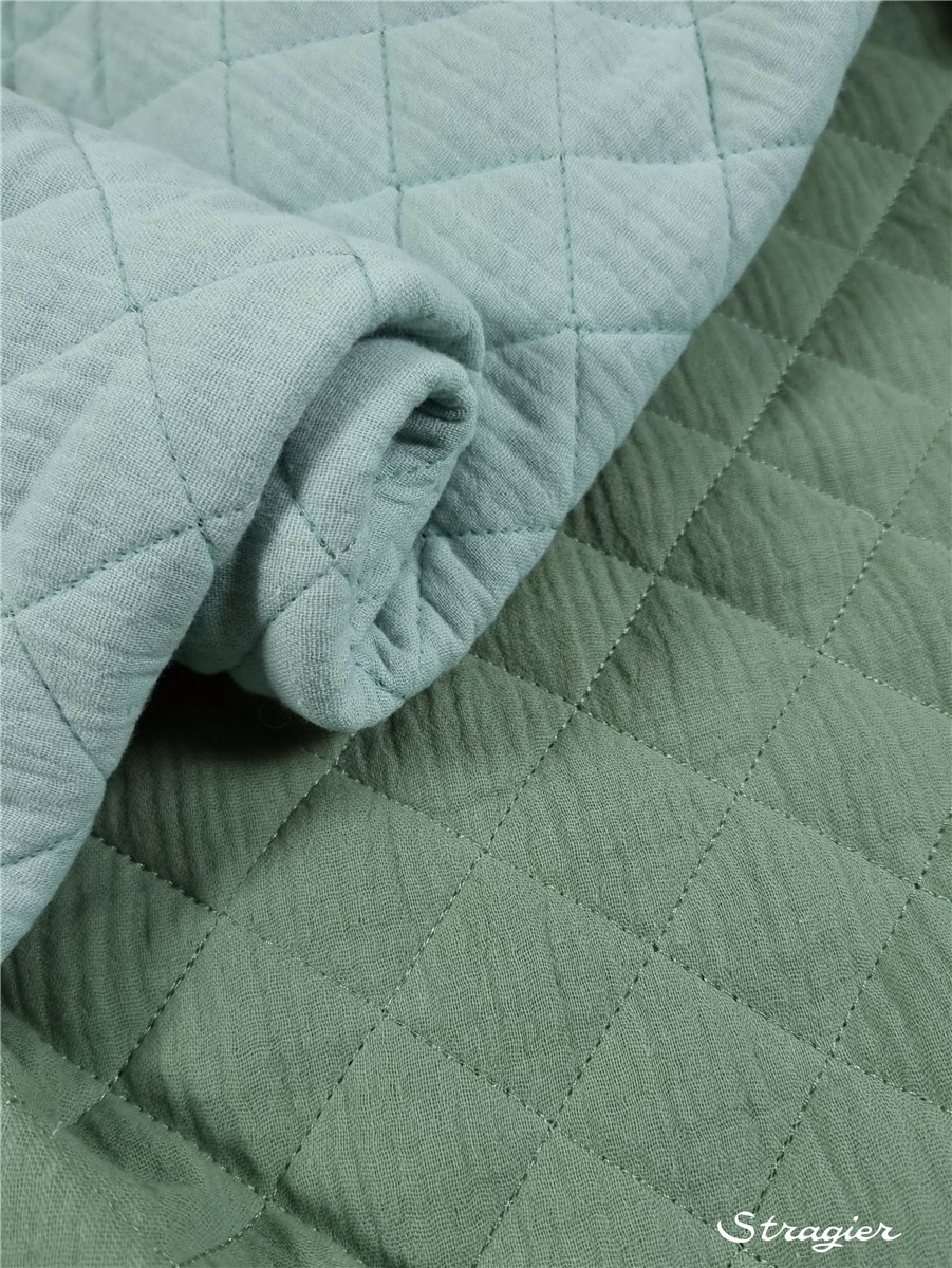 Quilted Fabric - Double Cotton Gauze - Double Face - uni - Vert Sauge-Perle