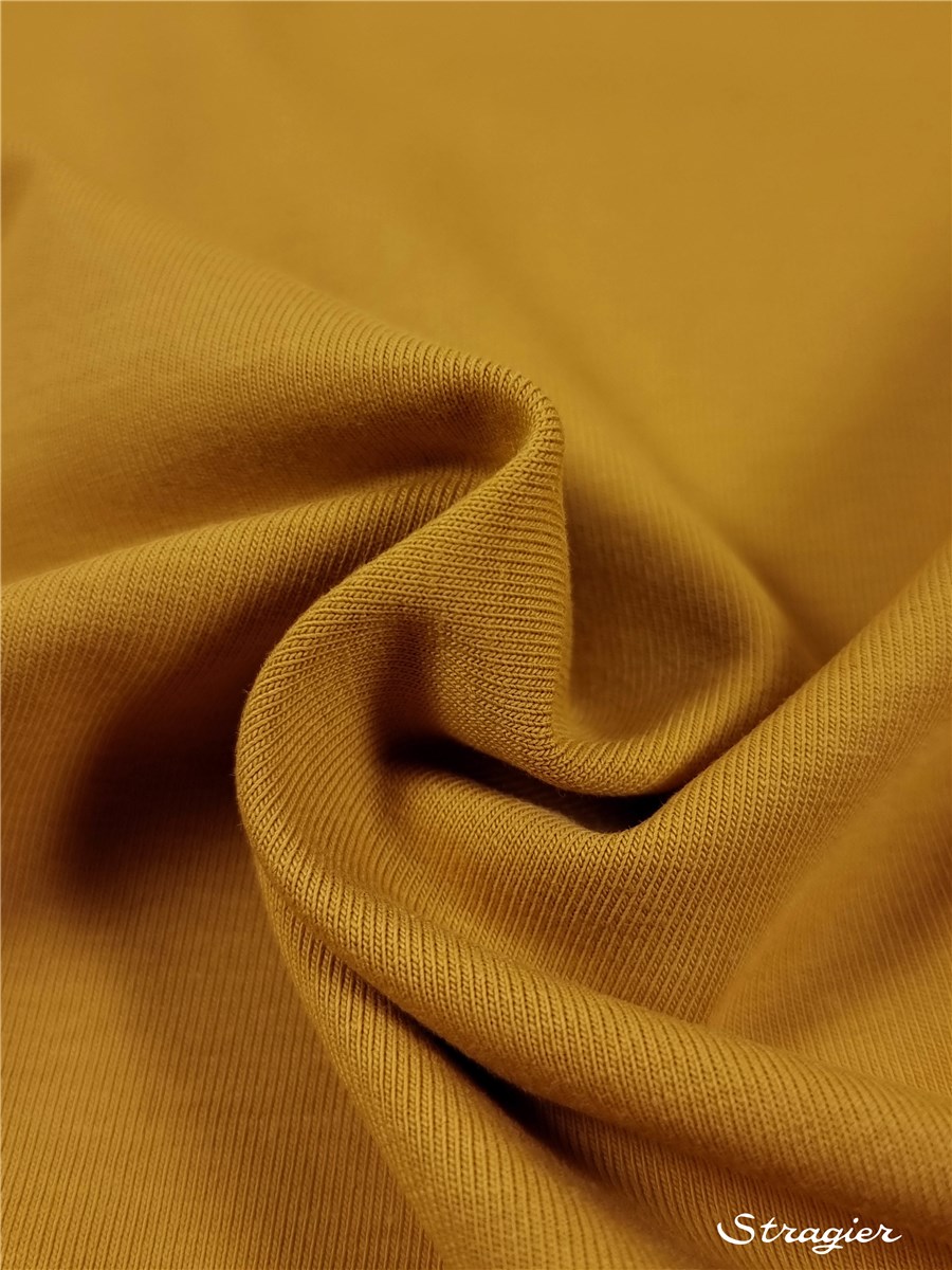 Cotton Jersey - stretch - Organic - 200gr/sqm - uni - Moutarde