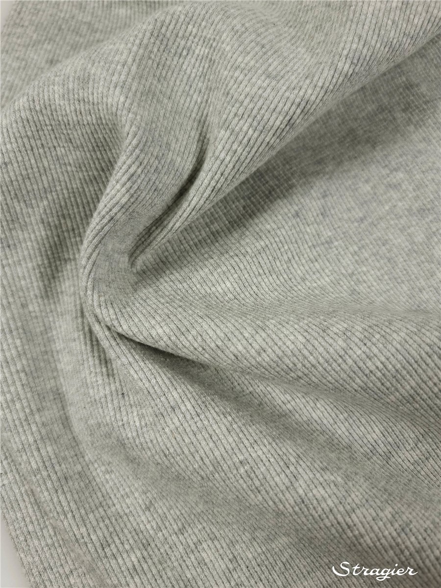 Organic Cotton Knitted Ribbing 2x2 - stretch - Plain - Gris Chiné