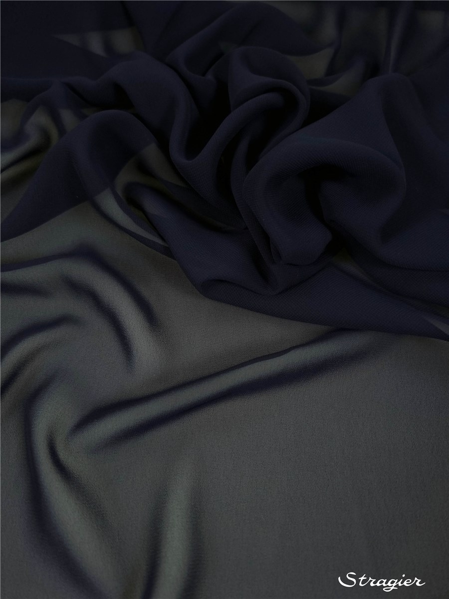 Crêpe Georgette Soft - Uni - Marine foncé