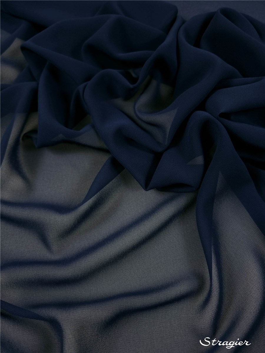 Crêpe Georgette Soft - Uni - Marine