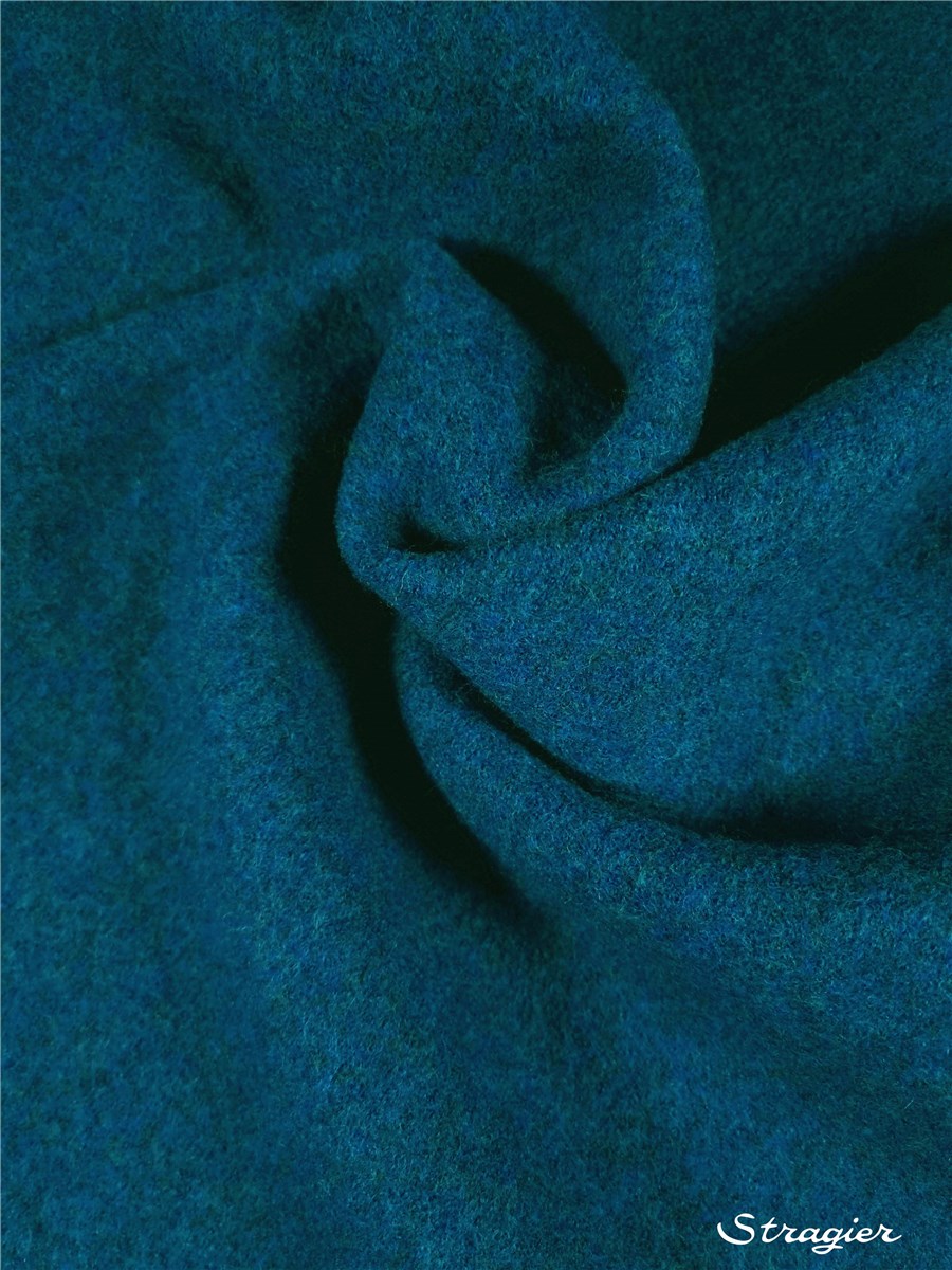 Boiled Merino Wool -520gr/sqm - Plain - Bleu Canard chiné