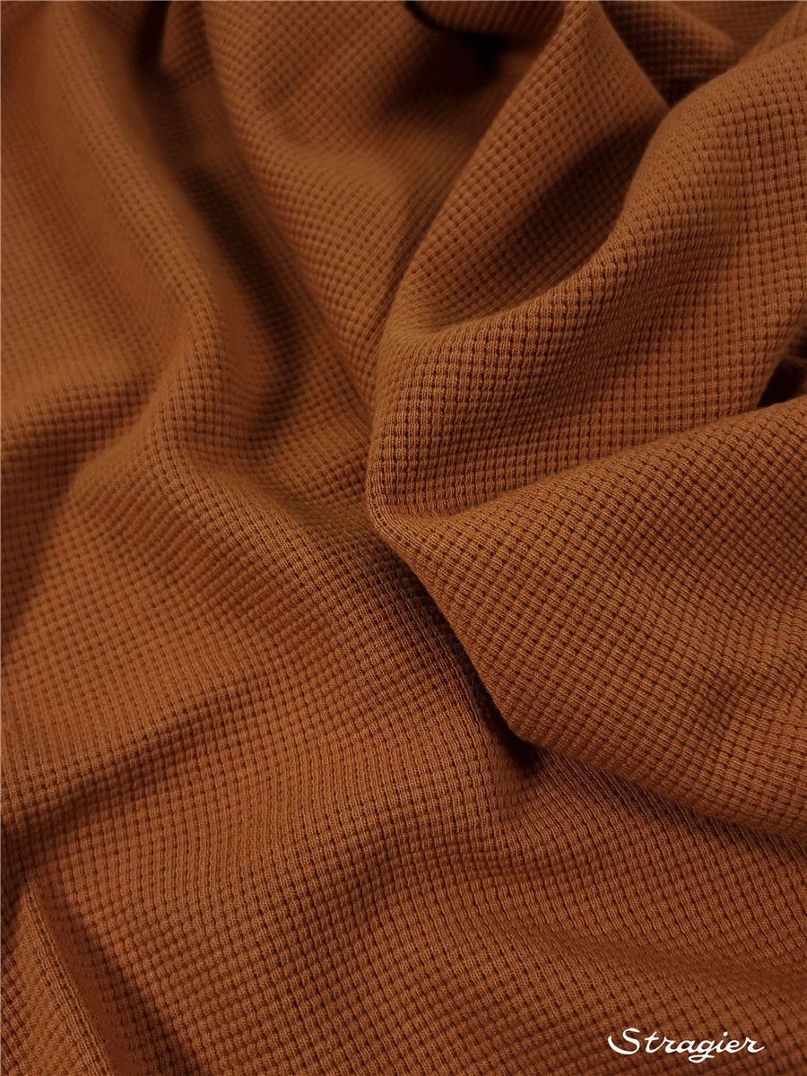 Pure Cotton - Waffle piqué - Knitted fabric - uni - Rouille