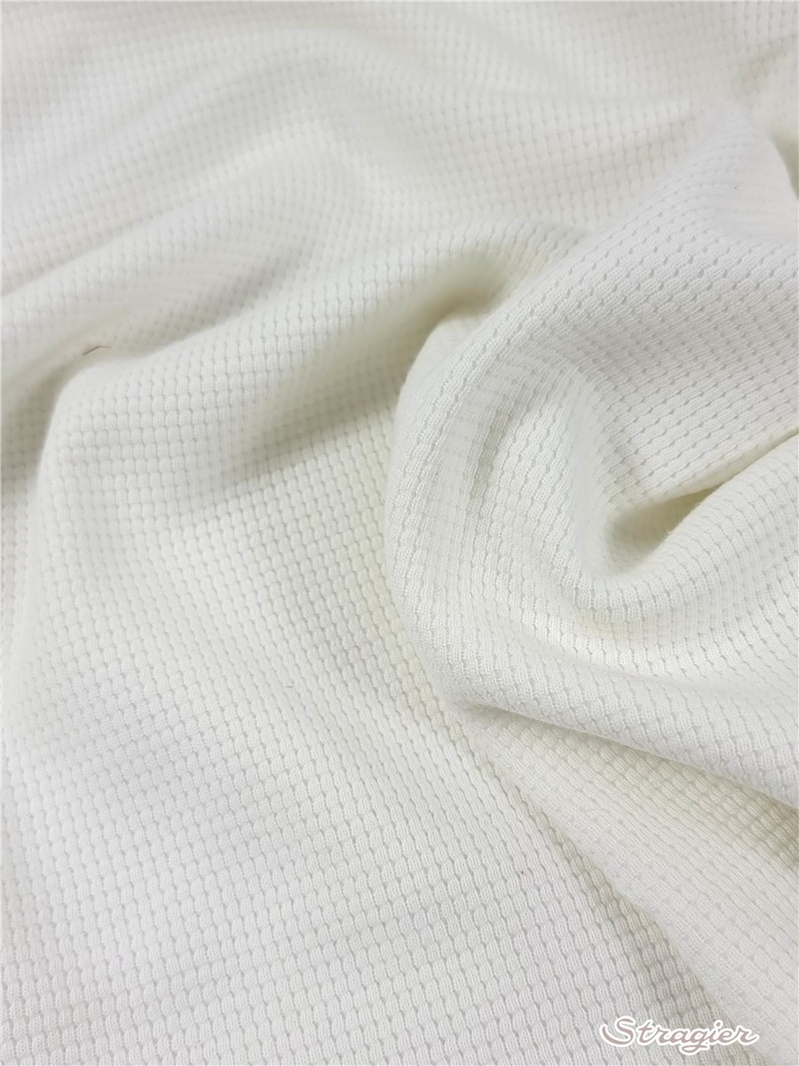 Pure Cotton - Waffle piqué - Knitted fabric - uni - Ivoire