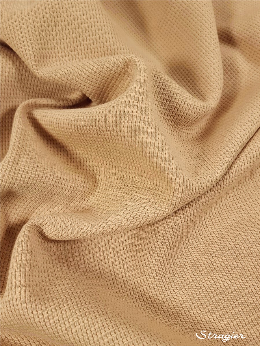 Maille gaufrée pur Coton - uni - Beige 