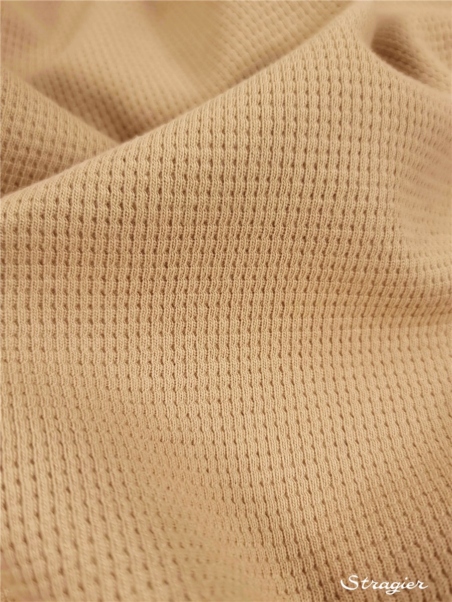 Pure Cotton - Waffle piqué - Knitted fabric - uni - Beige