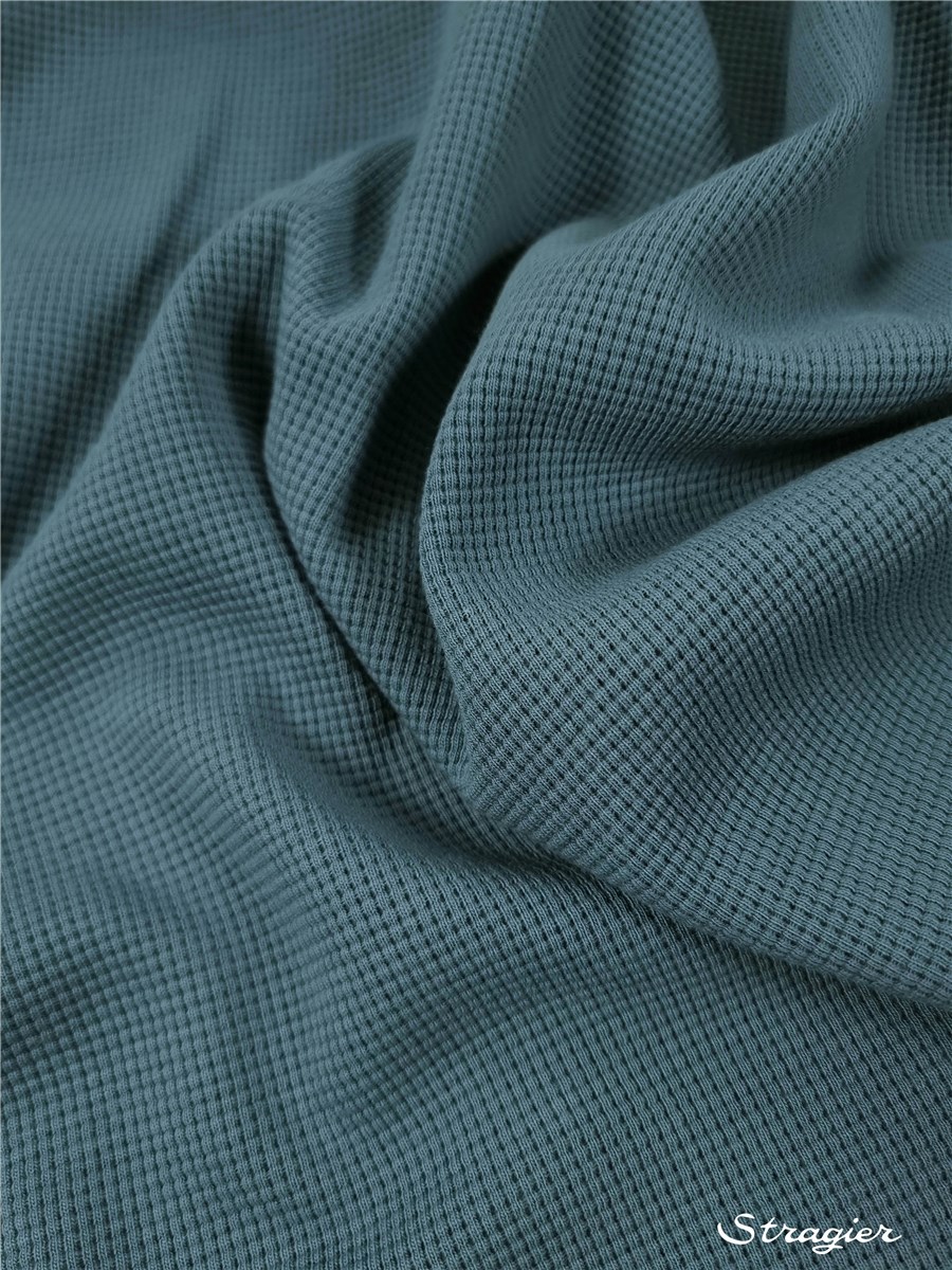 Maille gaufrée pur Coton - uni - Jeans