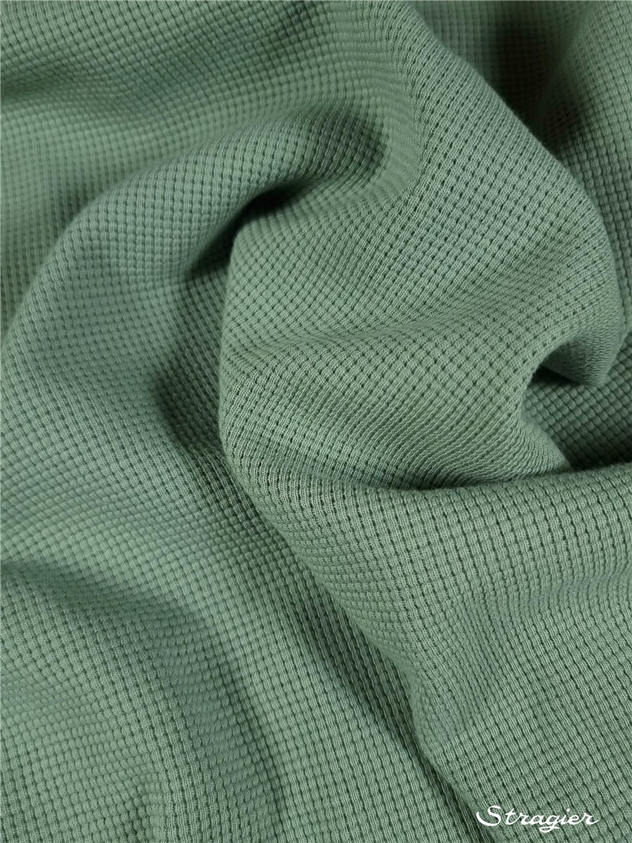 Maille gaufrée pur Coton - uni - Vert de gris