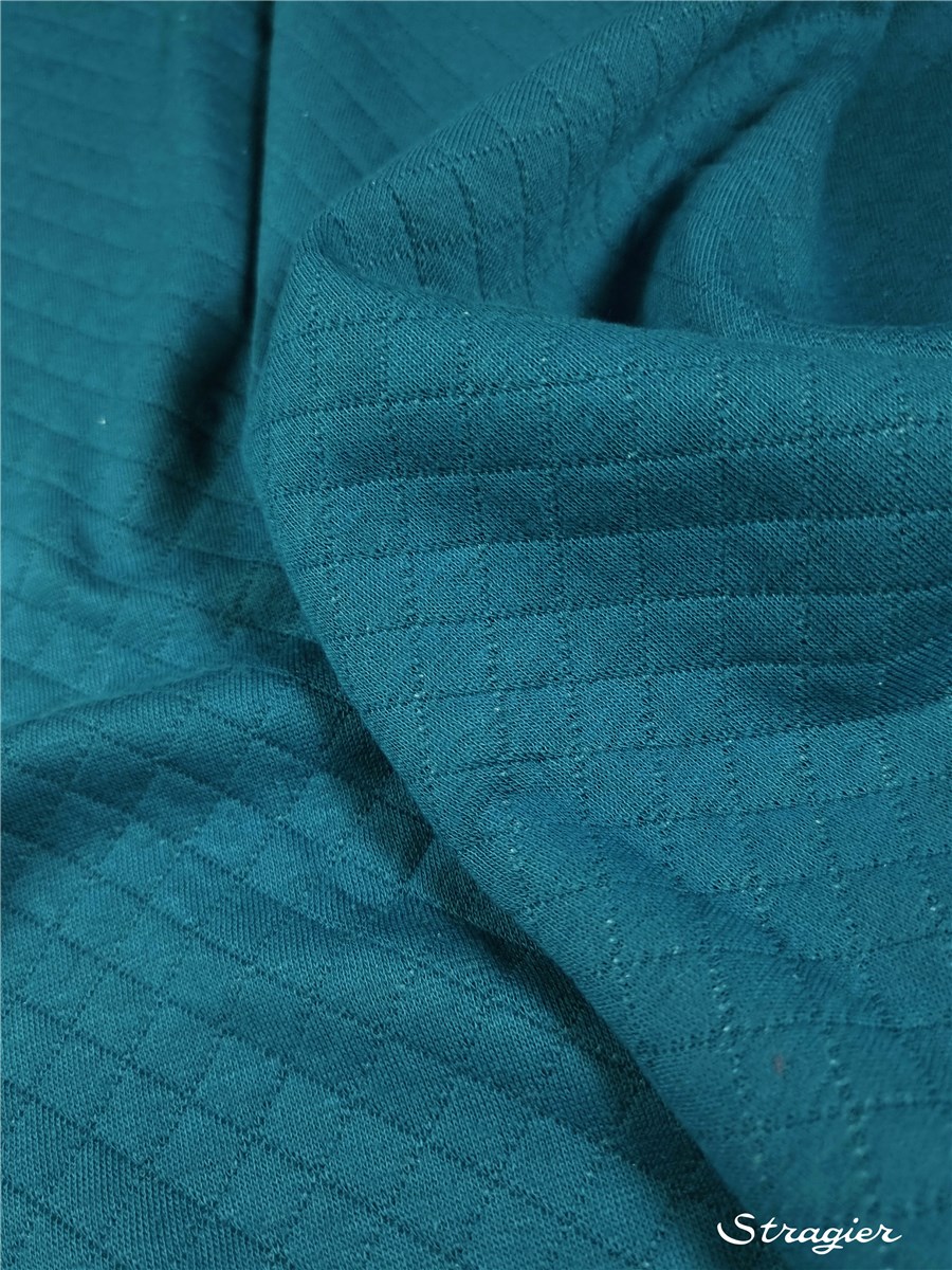 Quilted Jersey - Cotton - Uni - Bleu Canard