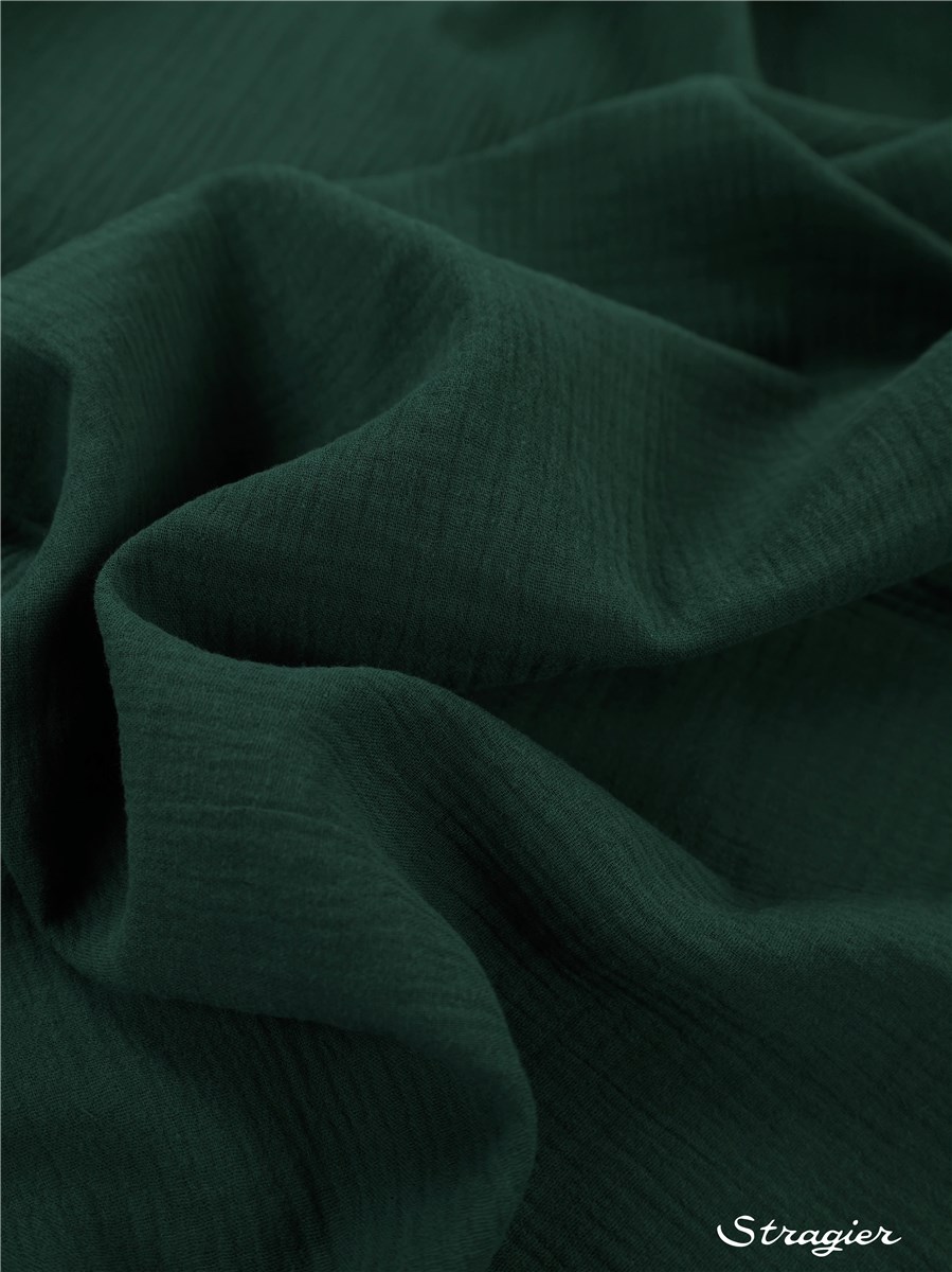 Double Gaze de Coton - Uni - Vert Forêt