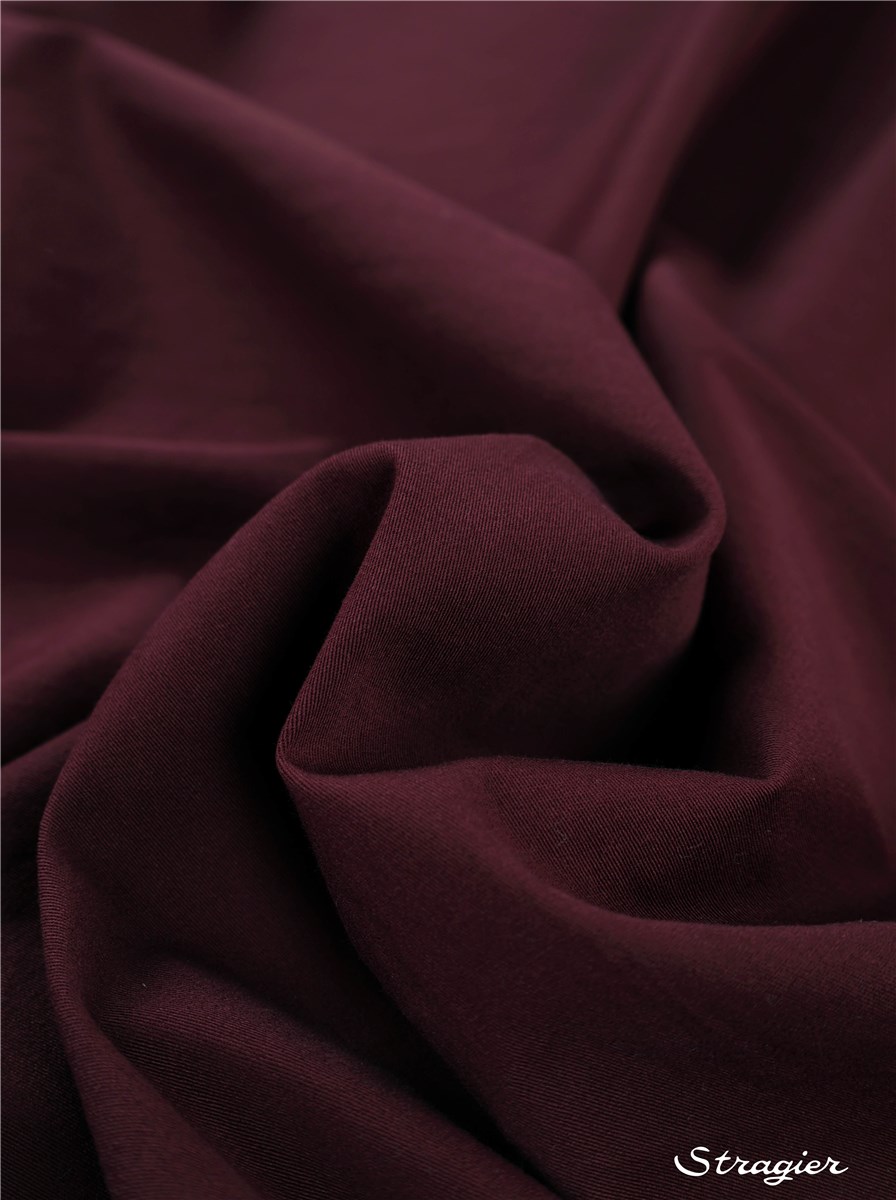 Coton sergé extensible - uni - Bordeaux