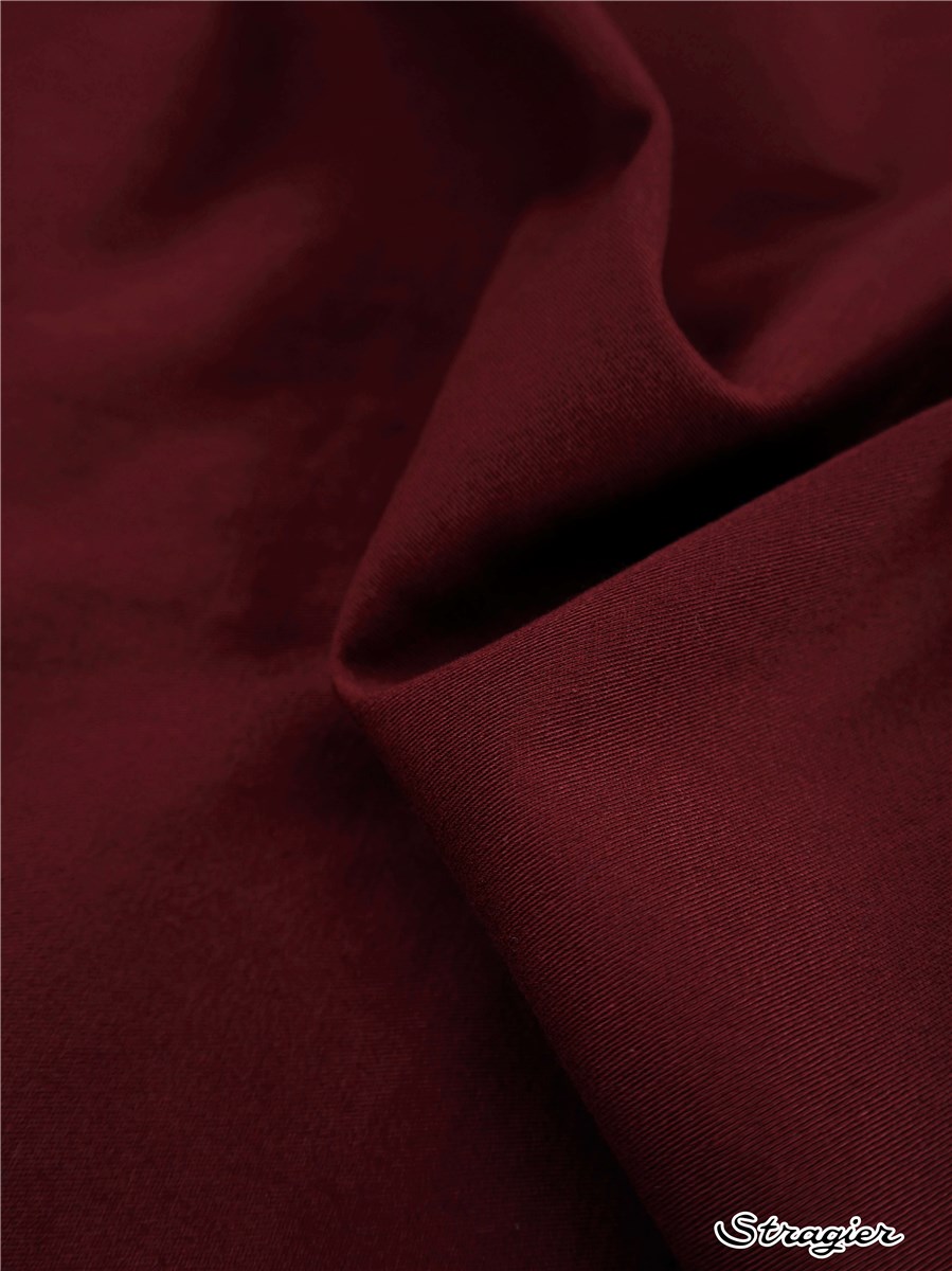 Coton sergé extensible - uni - Bordeaux 